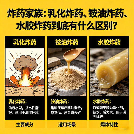 会宁炸药家族：乳化炸药、铵油炸药、水胶炸药到底有什么区别？